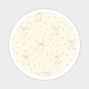 Coquette cream bows on a cream and black polka dot background pattern Magnet